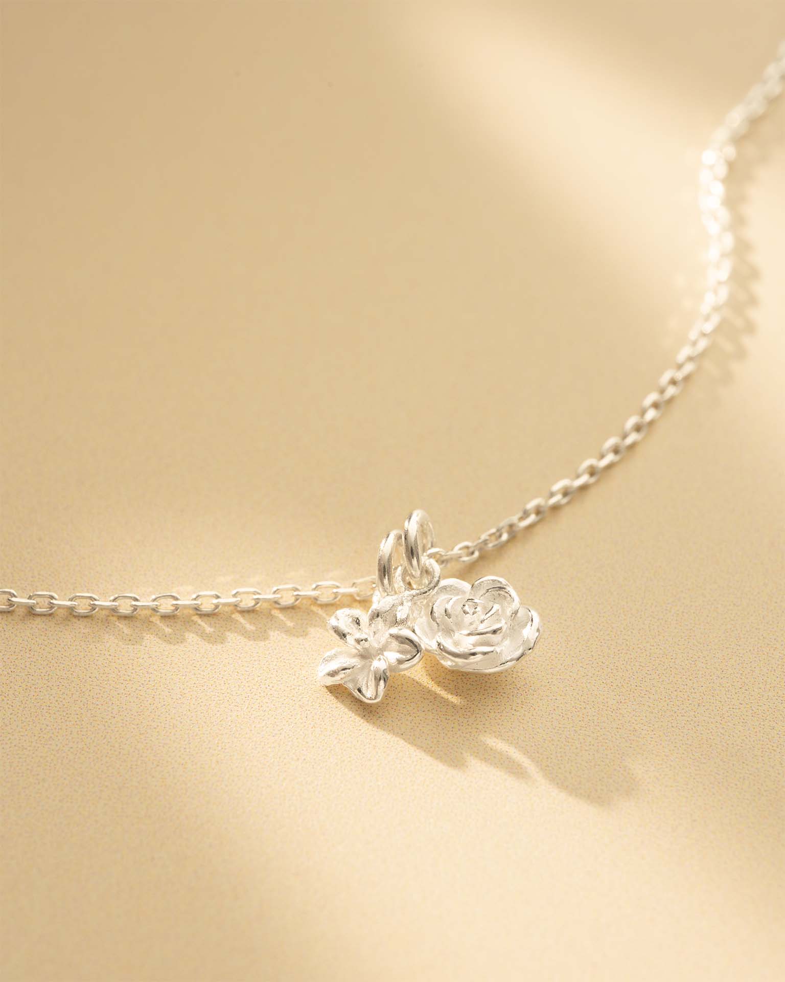 Silver Family Birth Flower Personalised Necklace