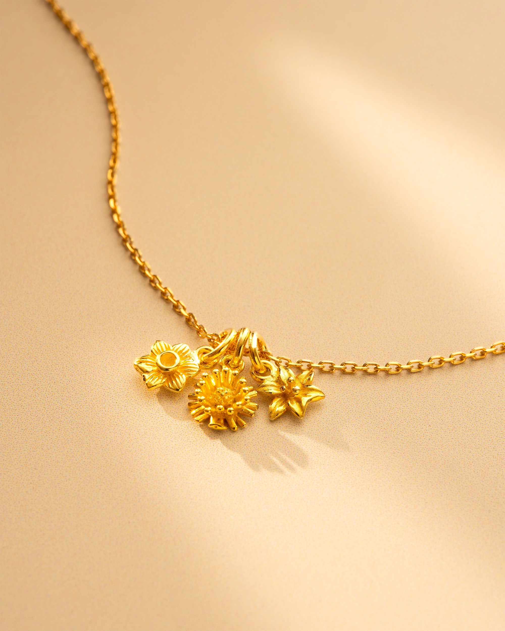 Gold Family Birth Flower Personalised Necklace