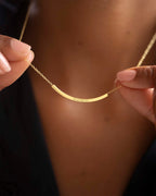 Gold Curved Skinny Bar Message Personalised Necklace