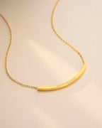 Gold Curved Skinny Bar Message Personalised Necklace