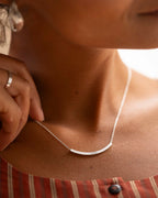 Silver Curved Skinny Bar Message Personalised Necklace