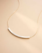 Silver Curved Skinny Bar Message Personalised Necklace