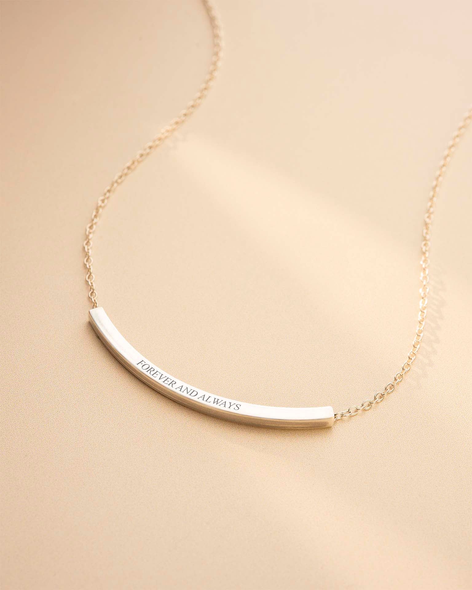 Silver Curved Skinny Bar Message Personalised Necklace