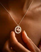 Silver Family Eternal Ring and Birth Flower Personalised Necklace