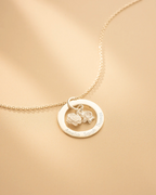 Silver Family Eternal Ring and Birth Flower Personalised Necklace