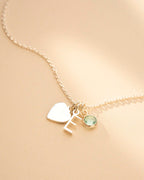 Gold Heart, Mini Letter and Birthstone Personalised Necklace