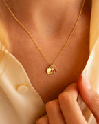 Gold Heart, Mini Letter and Birthstone Personalised Necklace