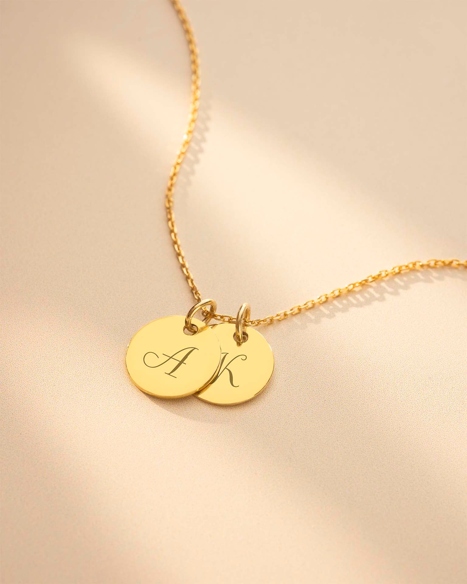 Gold Initial Disc Personalised Name Necklace