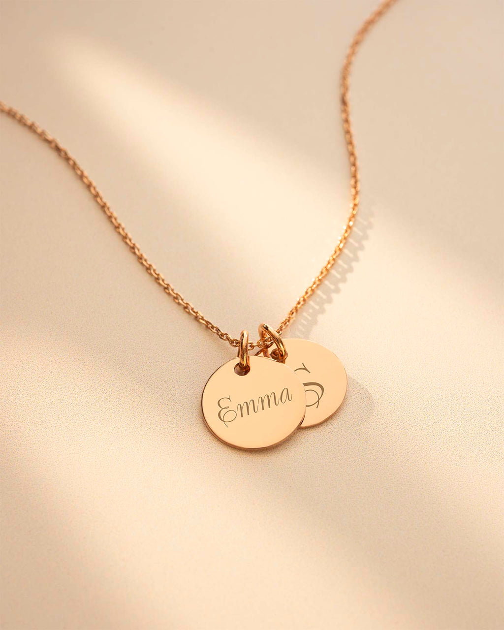 Rose Gold Initial Disc Personalised Name Necklace
