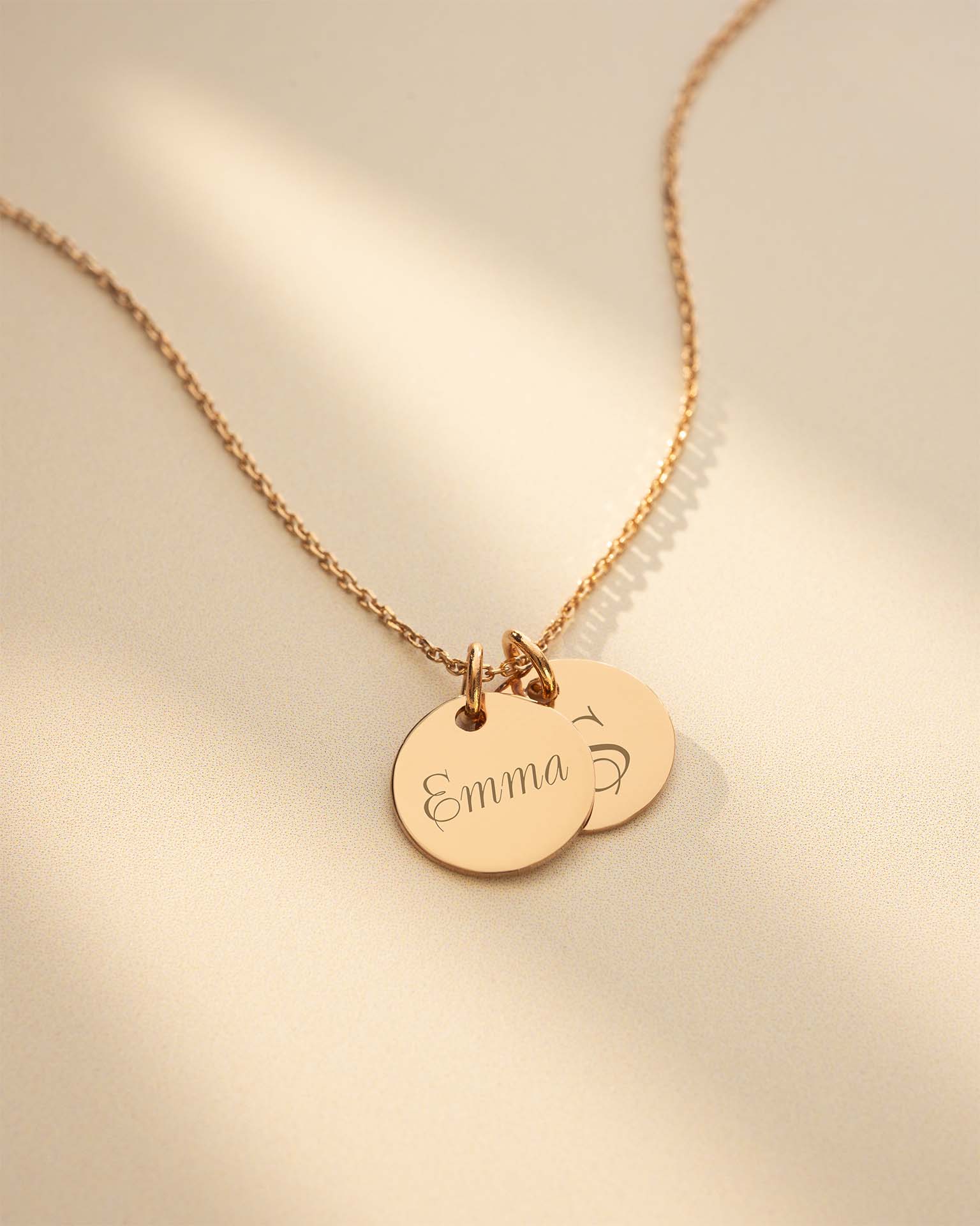Rose Gold Initial Disc Personalised Name Necklace