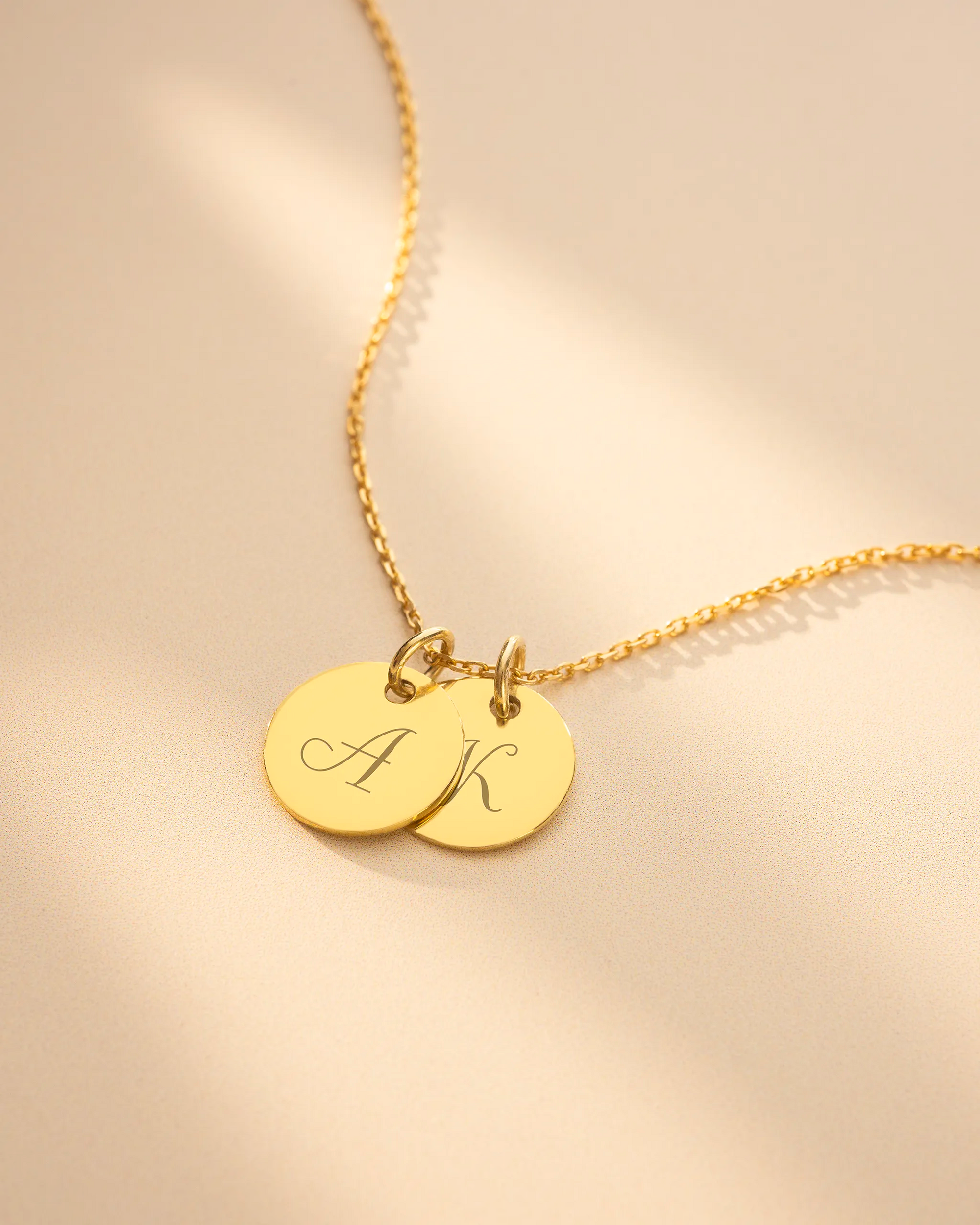 Gold Initial Disc Personalised Name Necklace
