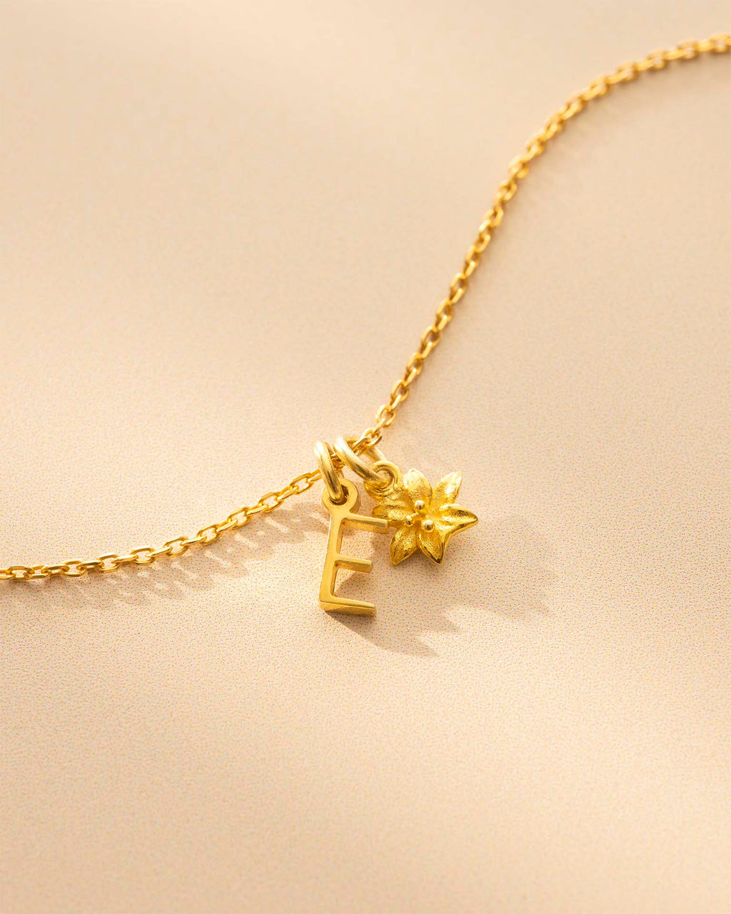 Gold Letter Birth Flower Personalised Necklace