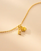 Gold Letter Birth Flower Personalised Necklace
