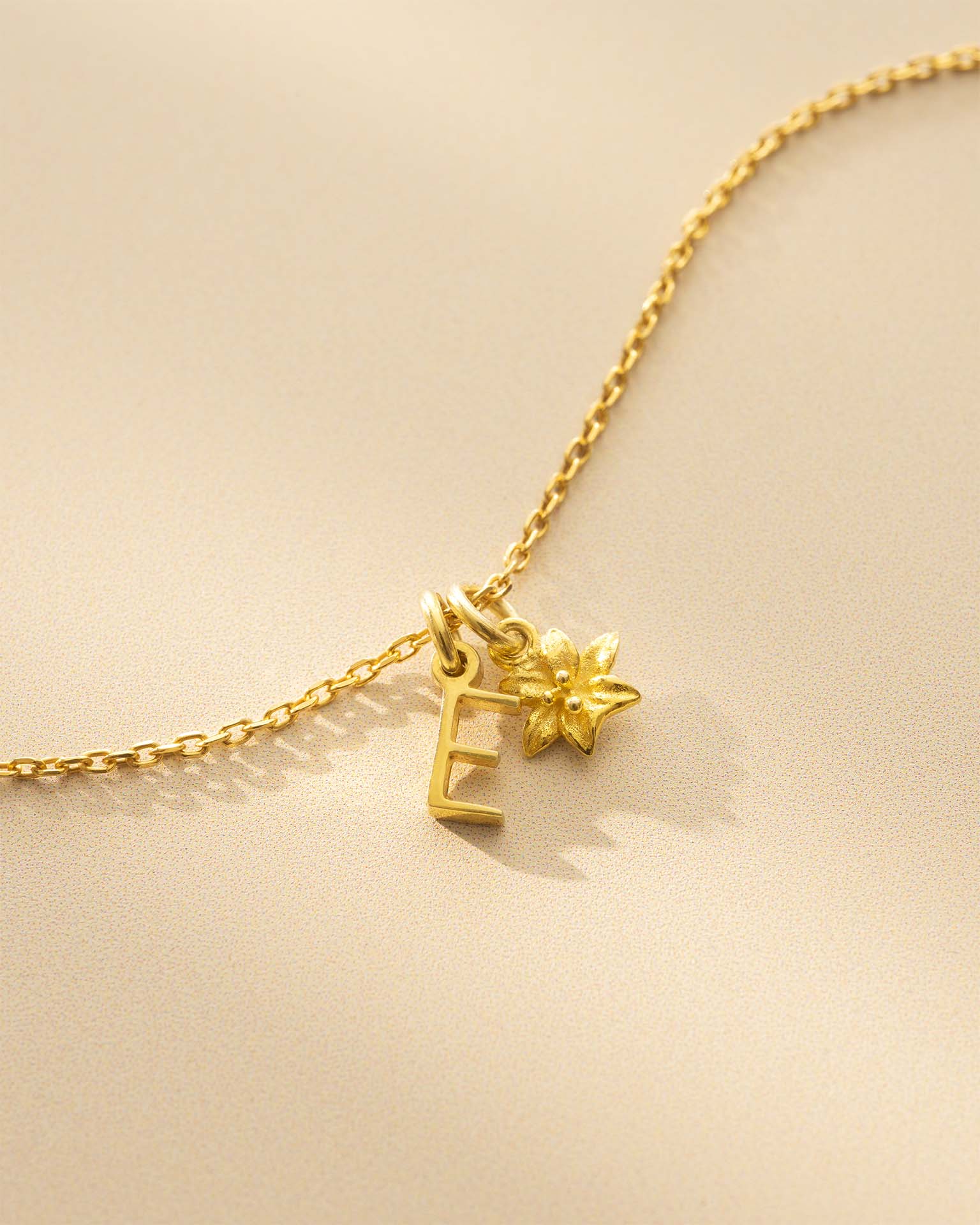 Gold Letter Birth Flower Personalised Necklace