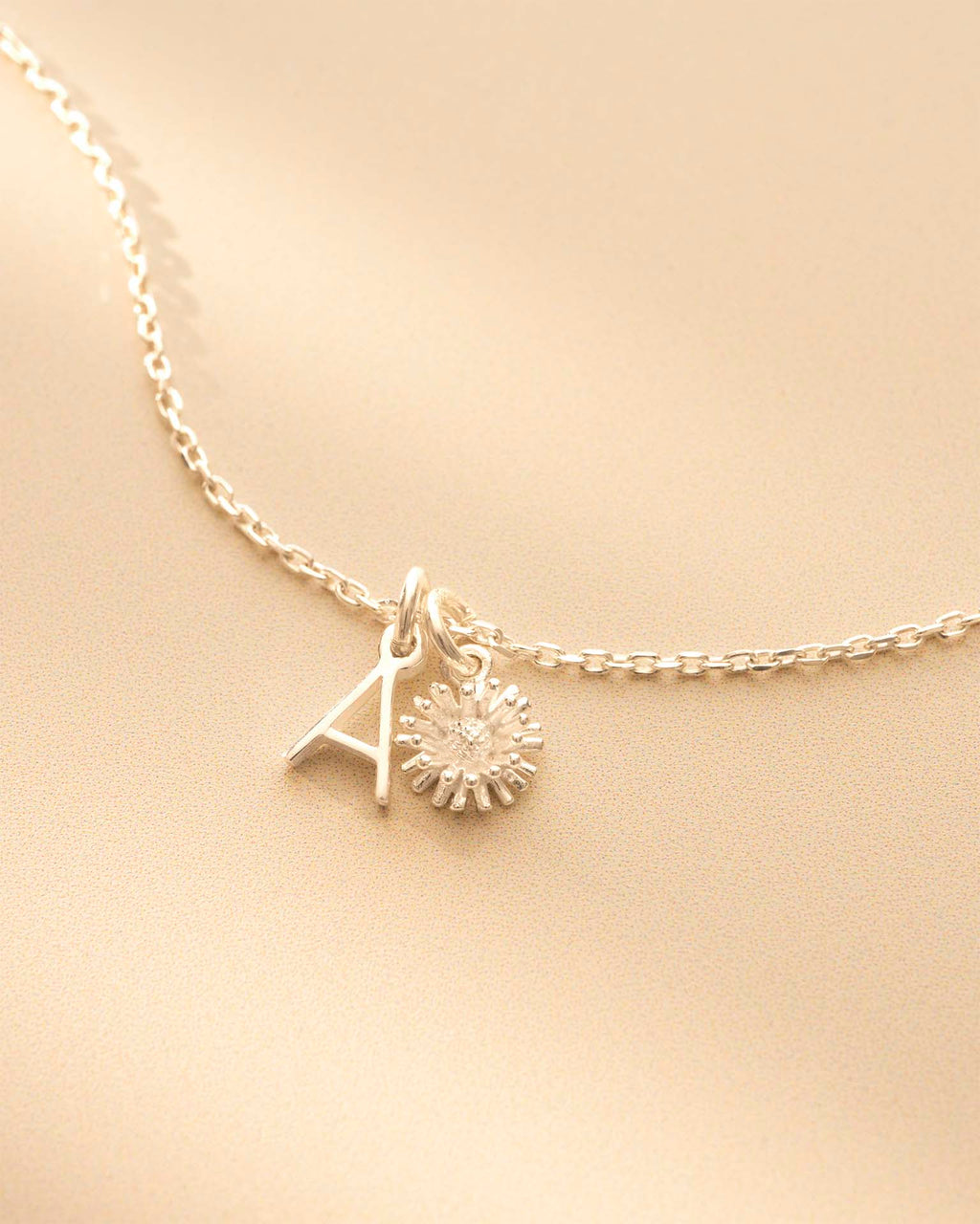 Silver Letter Birth Flower Personalised Necklace