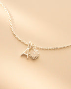 Silver Letter Birth Flower Personalised Necklace