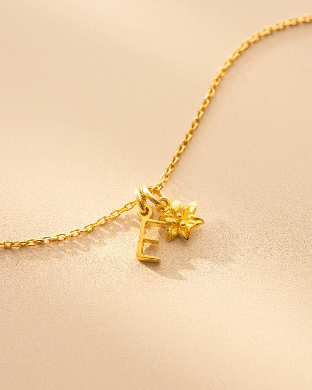 Gold Letter Birth Flower Personalised Necklace