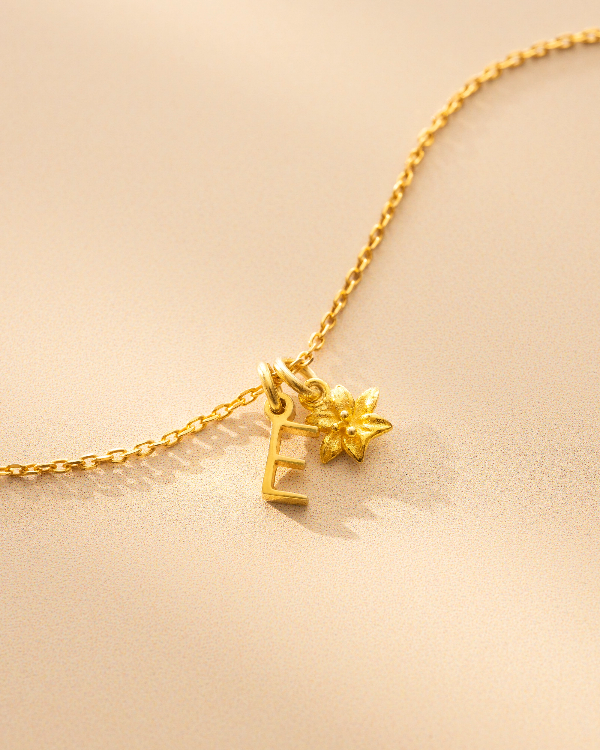 Gold Letter Birth Flower Personalised Necklace
