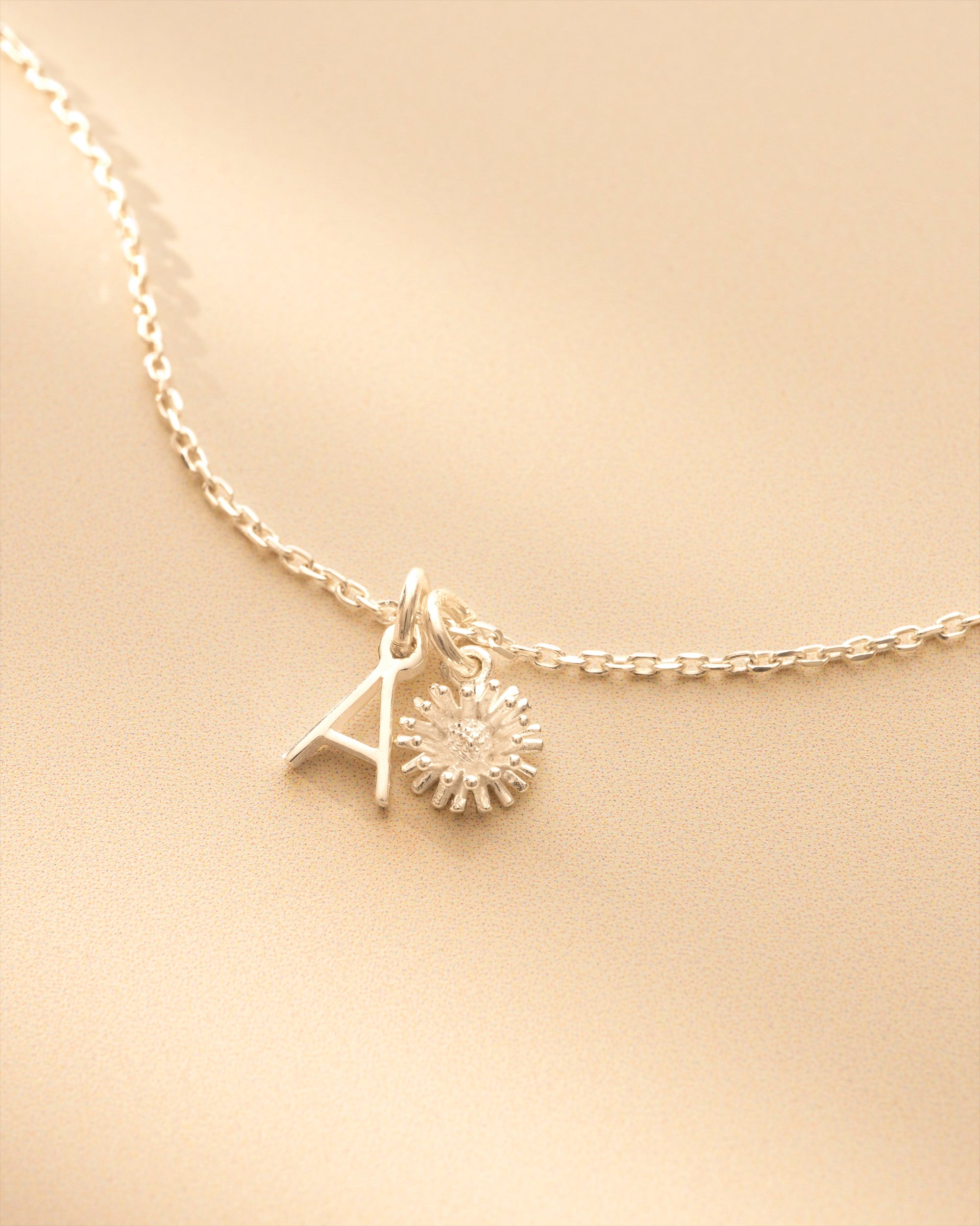 Silver Letter Birth Flower Personalised Necklace