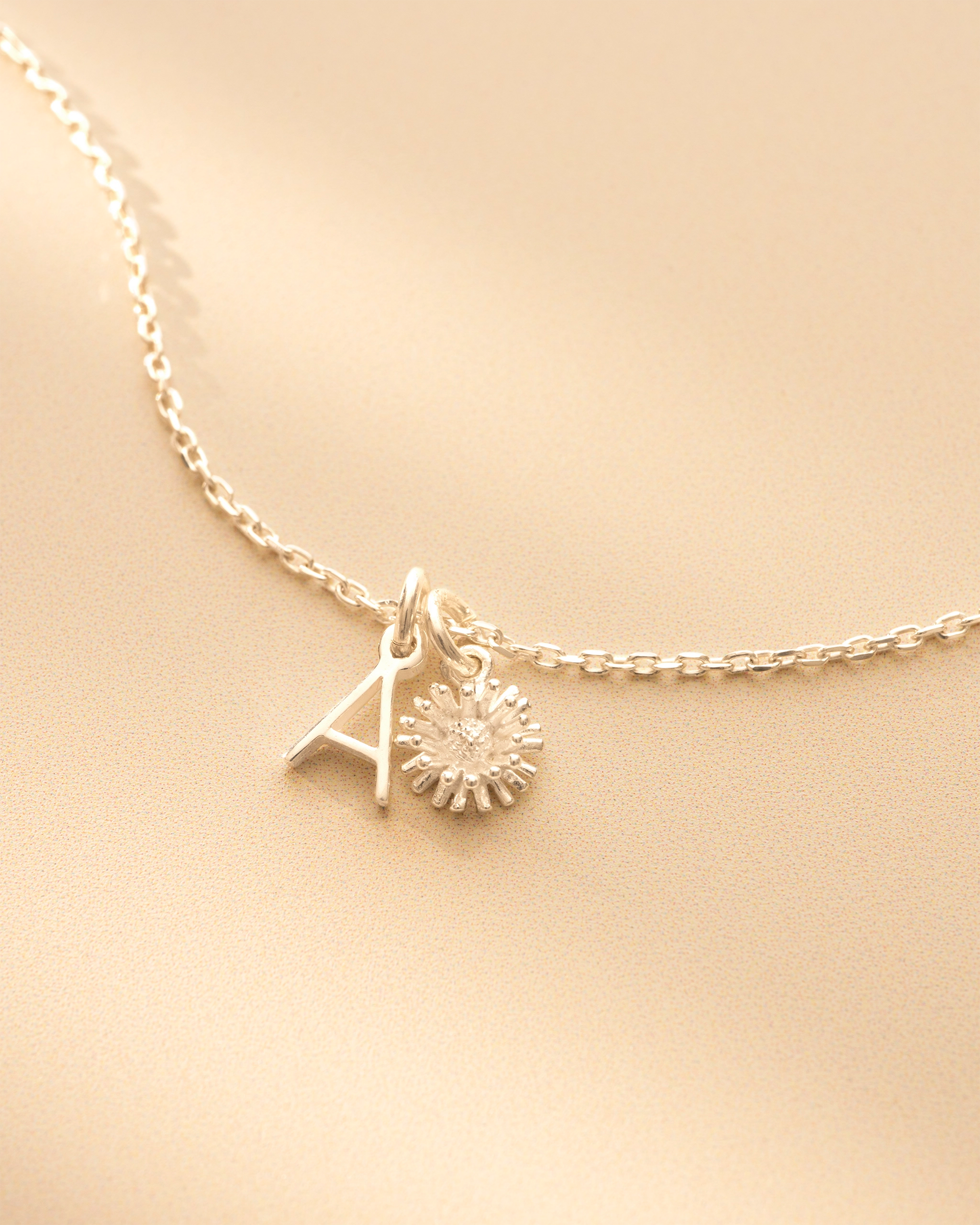 Silver Letter Birth Flower Personalised Necklace
