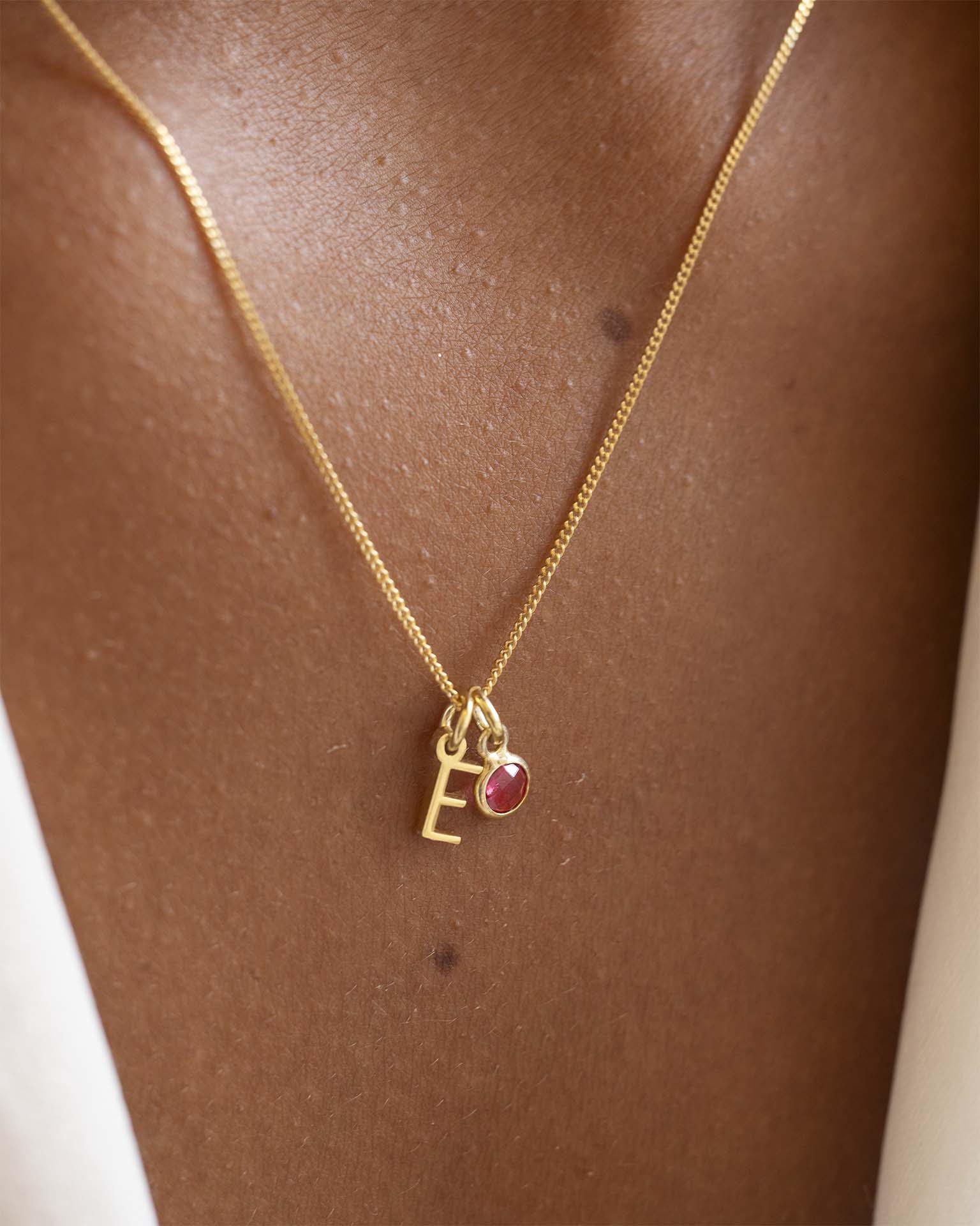 Gold Letter Birthstone Personalised Necklace