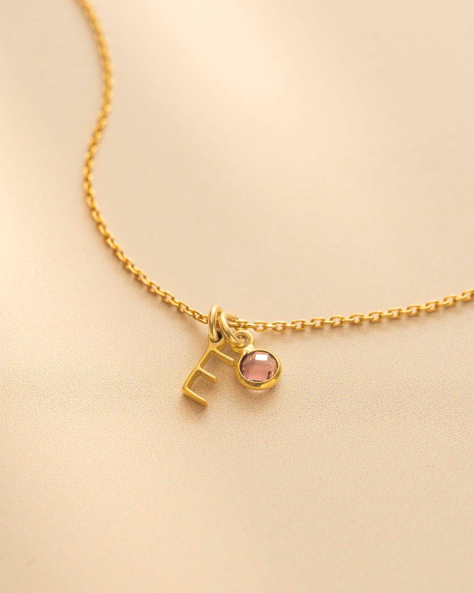 Gold Letter Birthstone Personalised Necklace