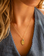 Gold Oval Birth Flower Personalised Necklace
