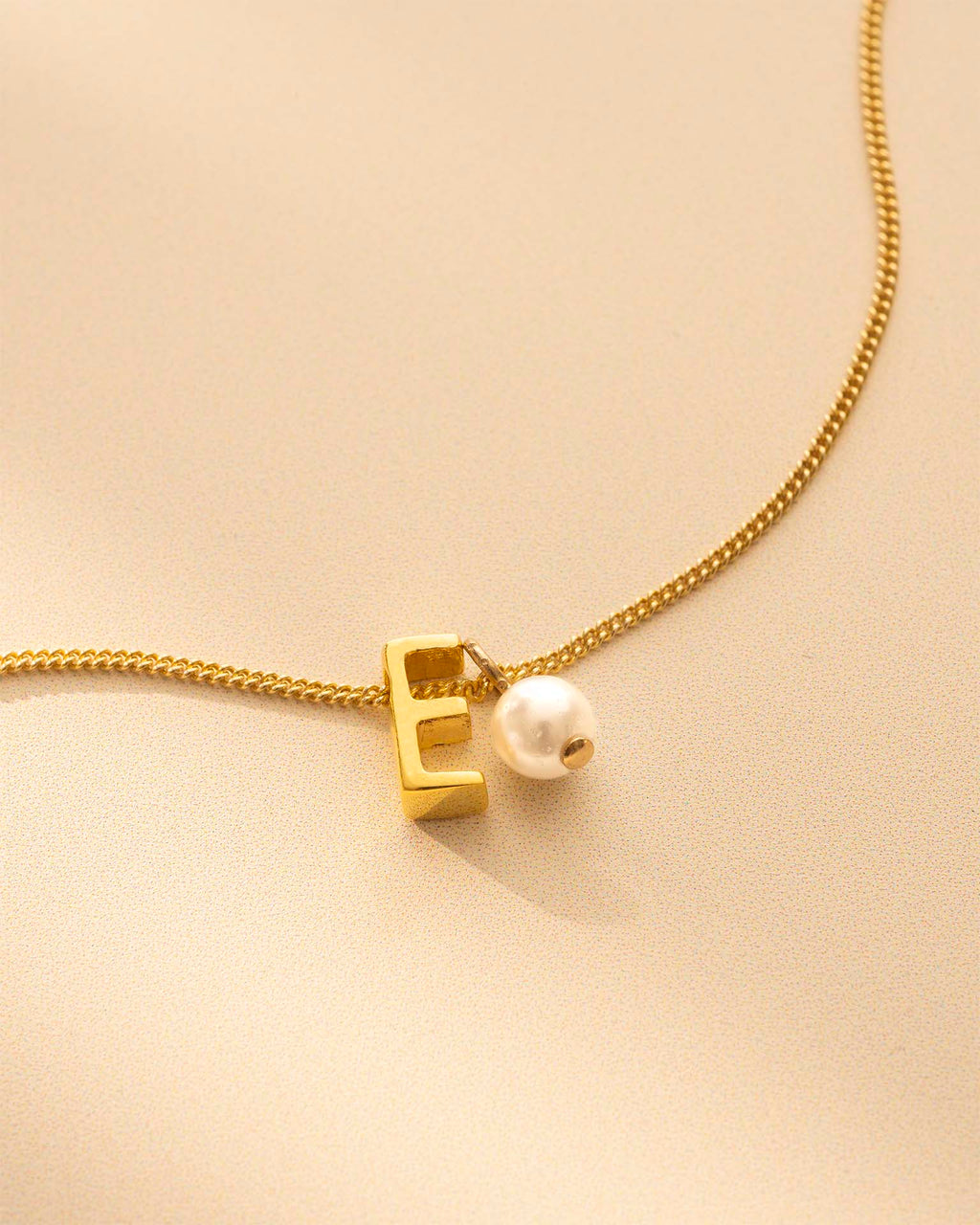 Gold Slide on Letter and Mini Pearl Necklace
