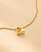Gold Slide on Letter and Mini Pearl Necklace