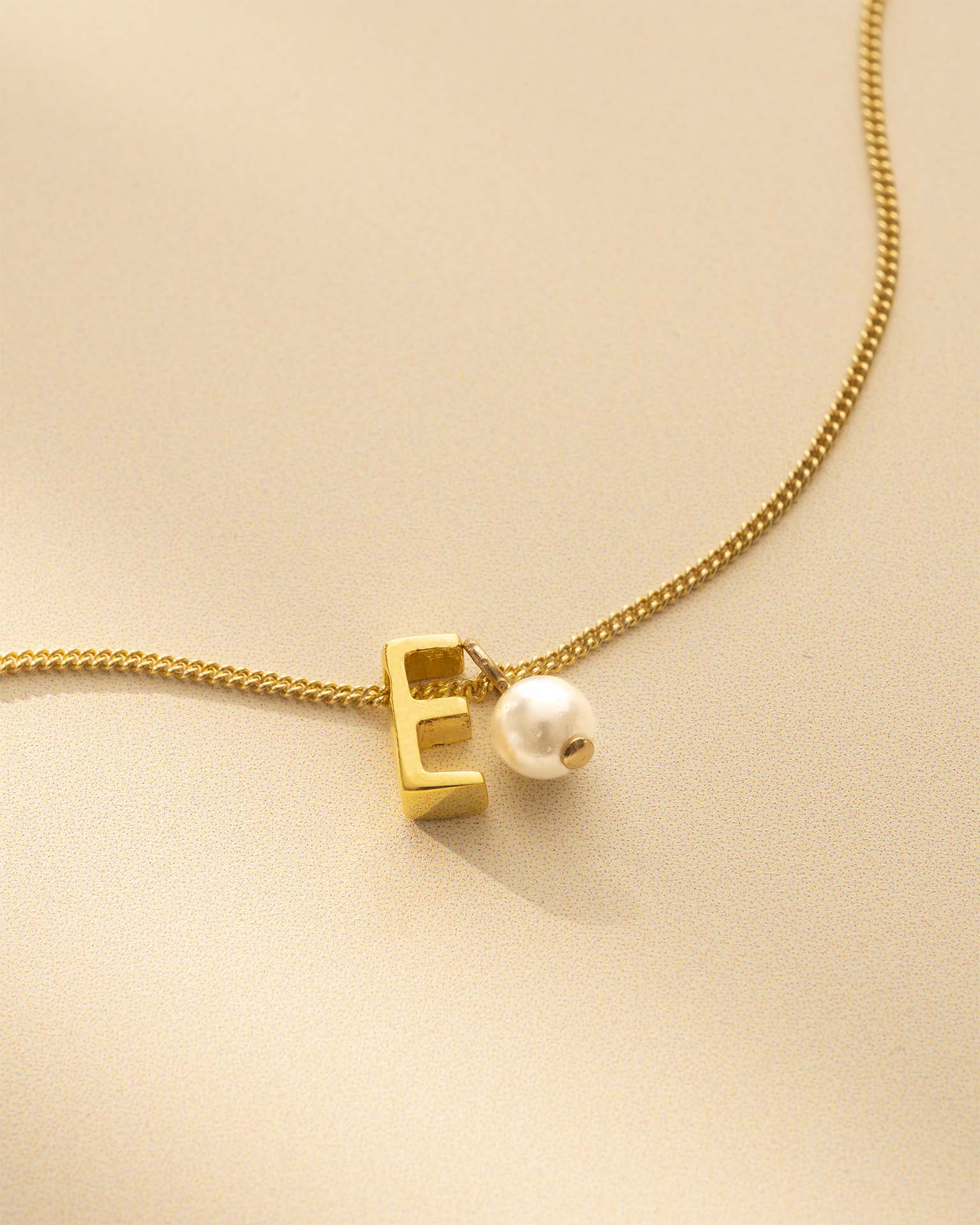 Gold Slide on Letter and Mini Pearl Necklace