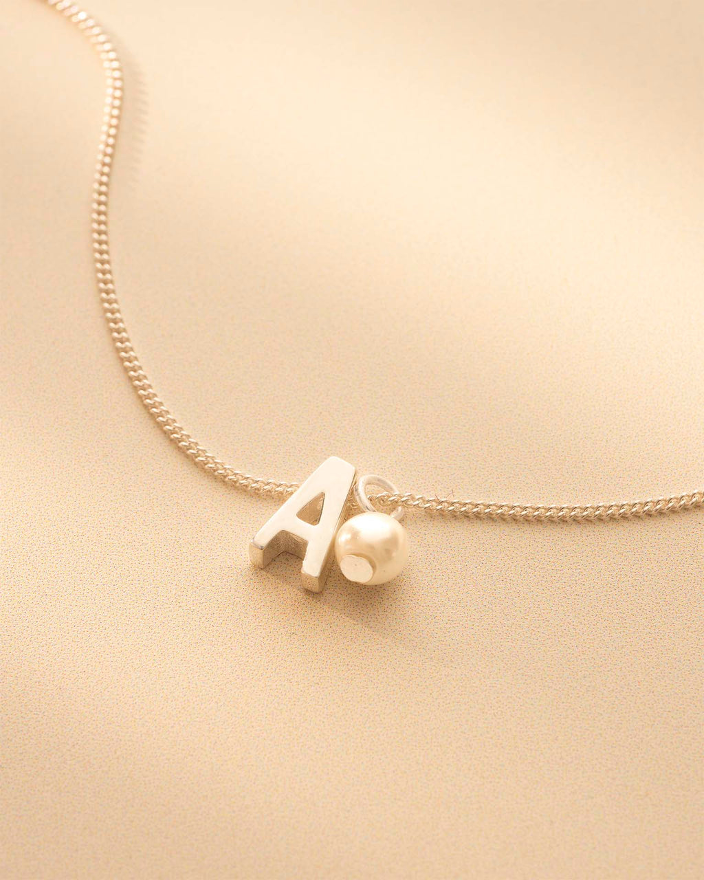 Silver Slide on Letter and Mini Pearl Necklace