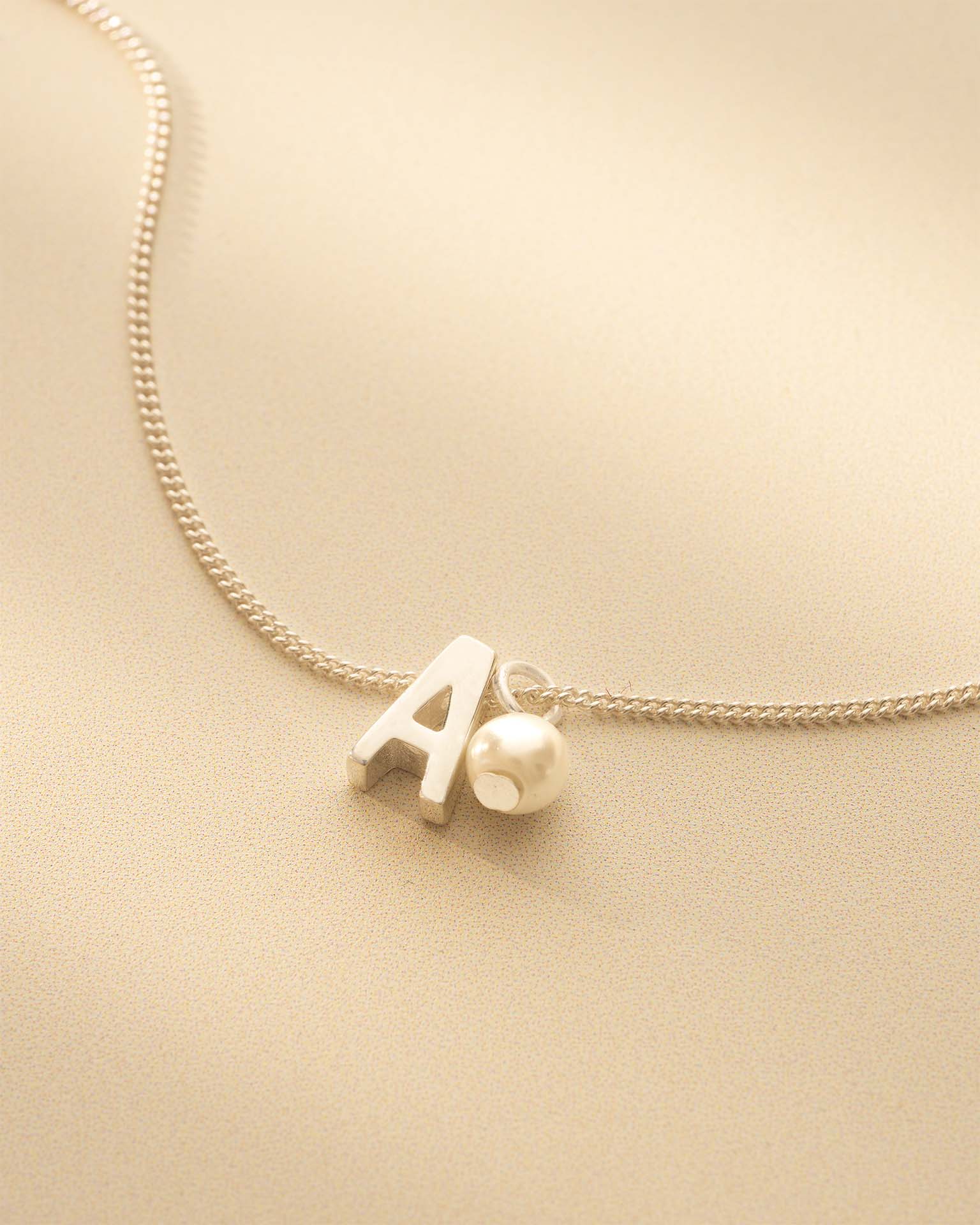 Silver Slide on Letter and Mini Pearl Necklace