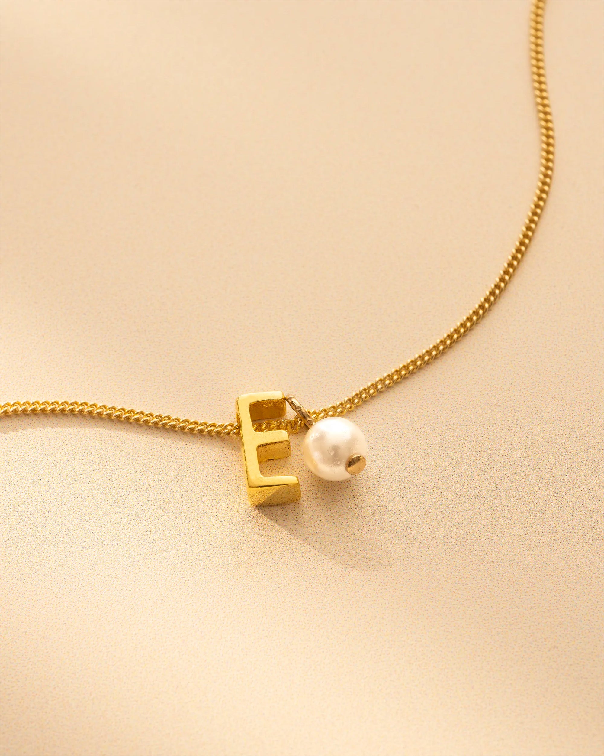 Gold Slide on Letter and Mini Pearl Necklace