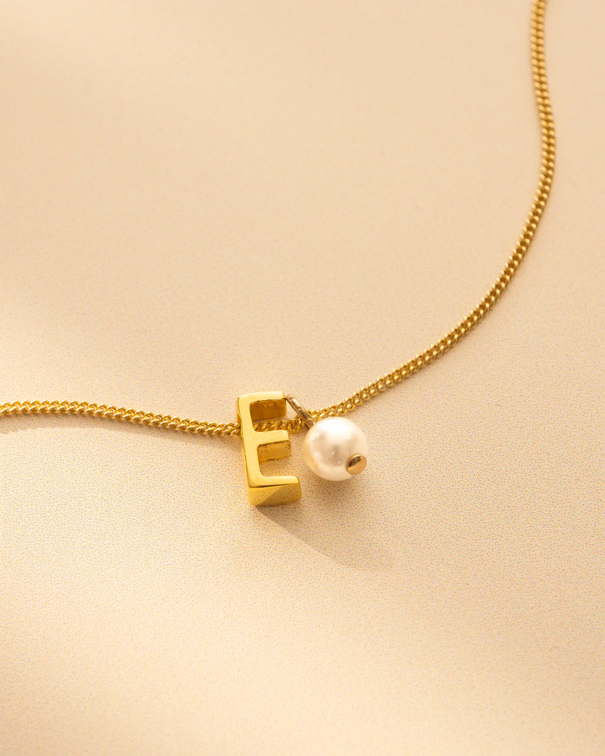 Gold Slide on Letter and Mini Pearl Necklace