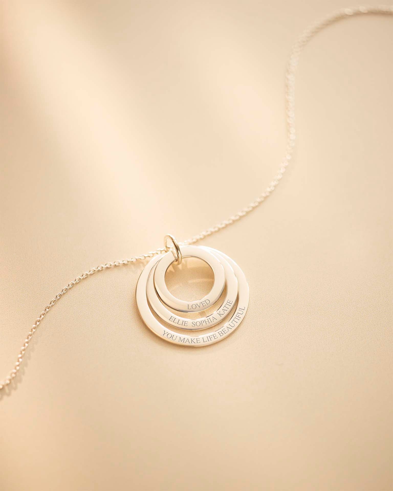Silver Triple Eternal Ring Pendant Personalised Necklace