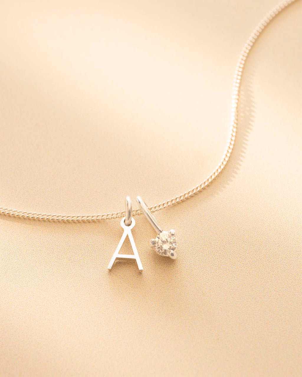 Gold Mini Letter and Birthstone Pendant Personalised Necklace