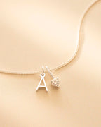 Gold Mini Letter and Birthstone Pendant Personalised Necklace