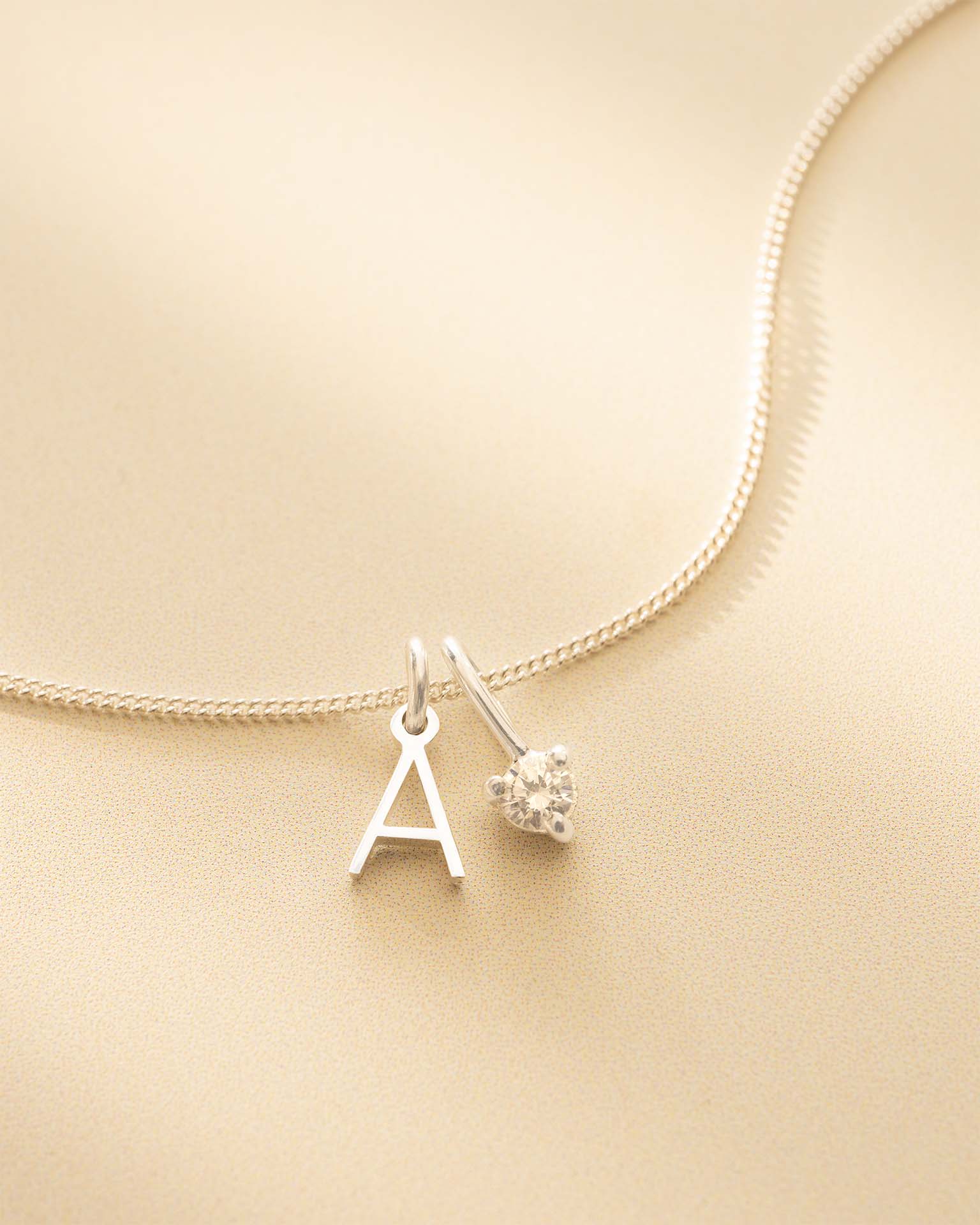 Gold Mini Letter and Birthstone Pendant Personalised Necklace