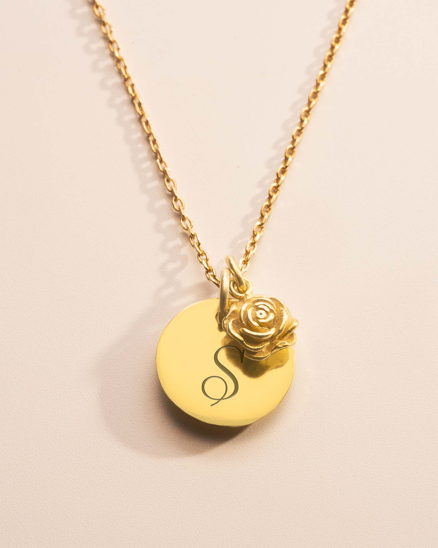Gold Initial and Birth Flower Personalised Necklace