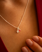 Silver Birth Flower and Birthstone Personalised Necklace