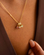 Gold Family Birthstone Pendant Personalised Necklace