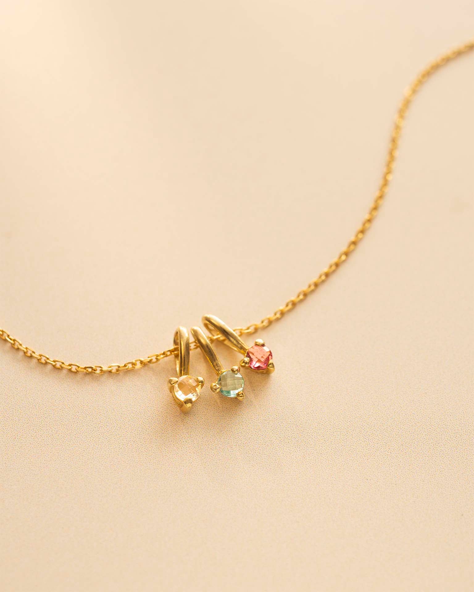 Gold Family Birthstone Pendant Personalised Necklace