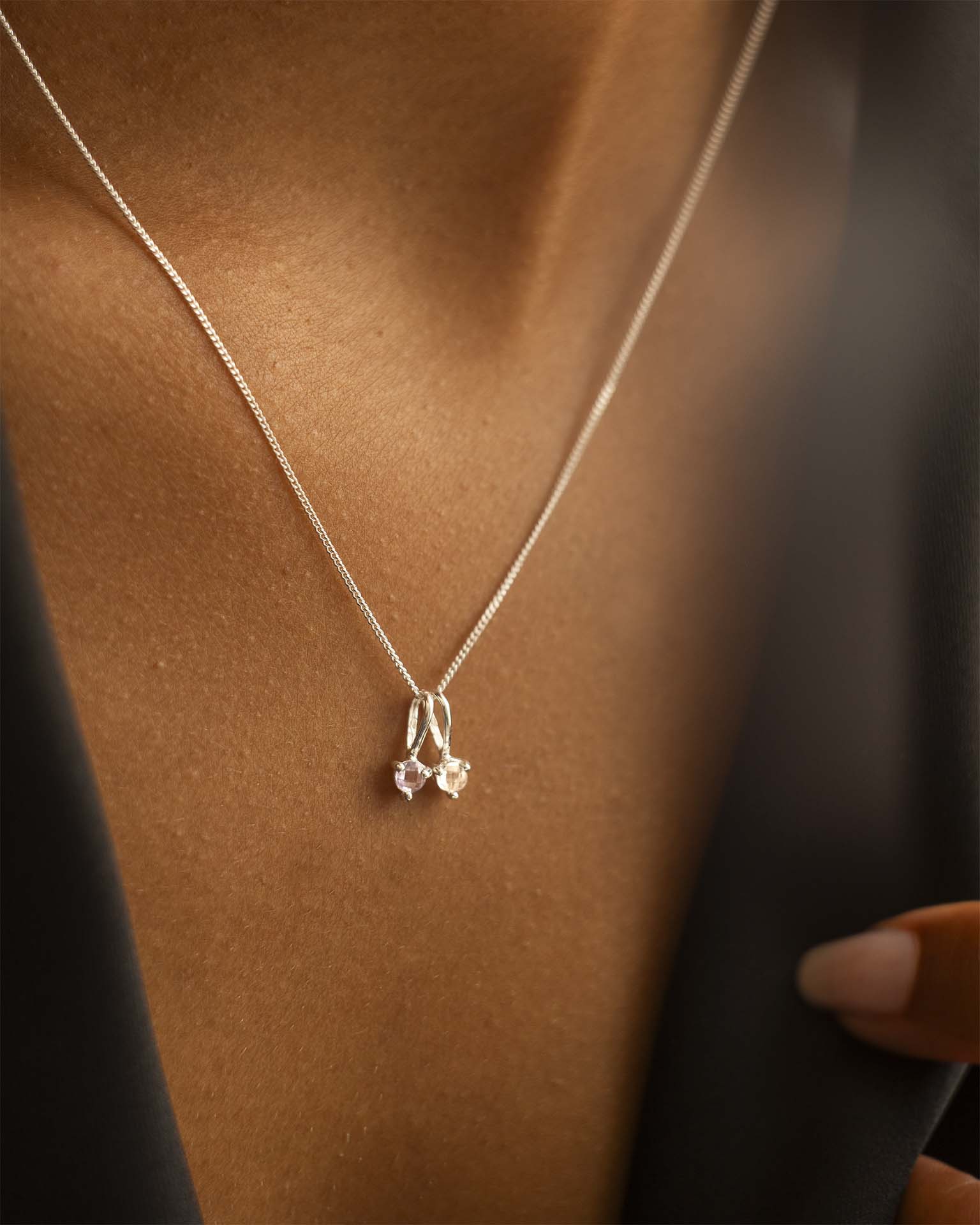 Silver Family Birthstone Pendant Personalised Necklace