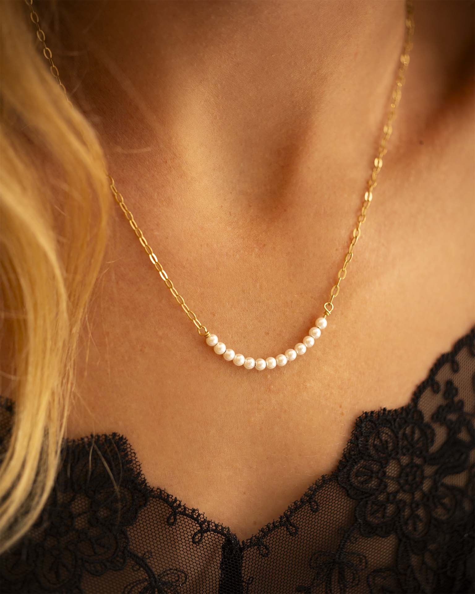 Gold Anja Personalised Pearl Necklace