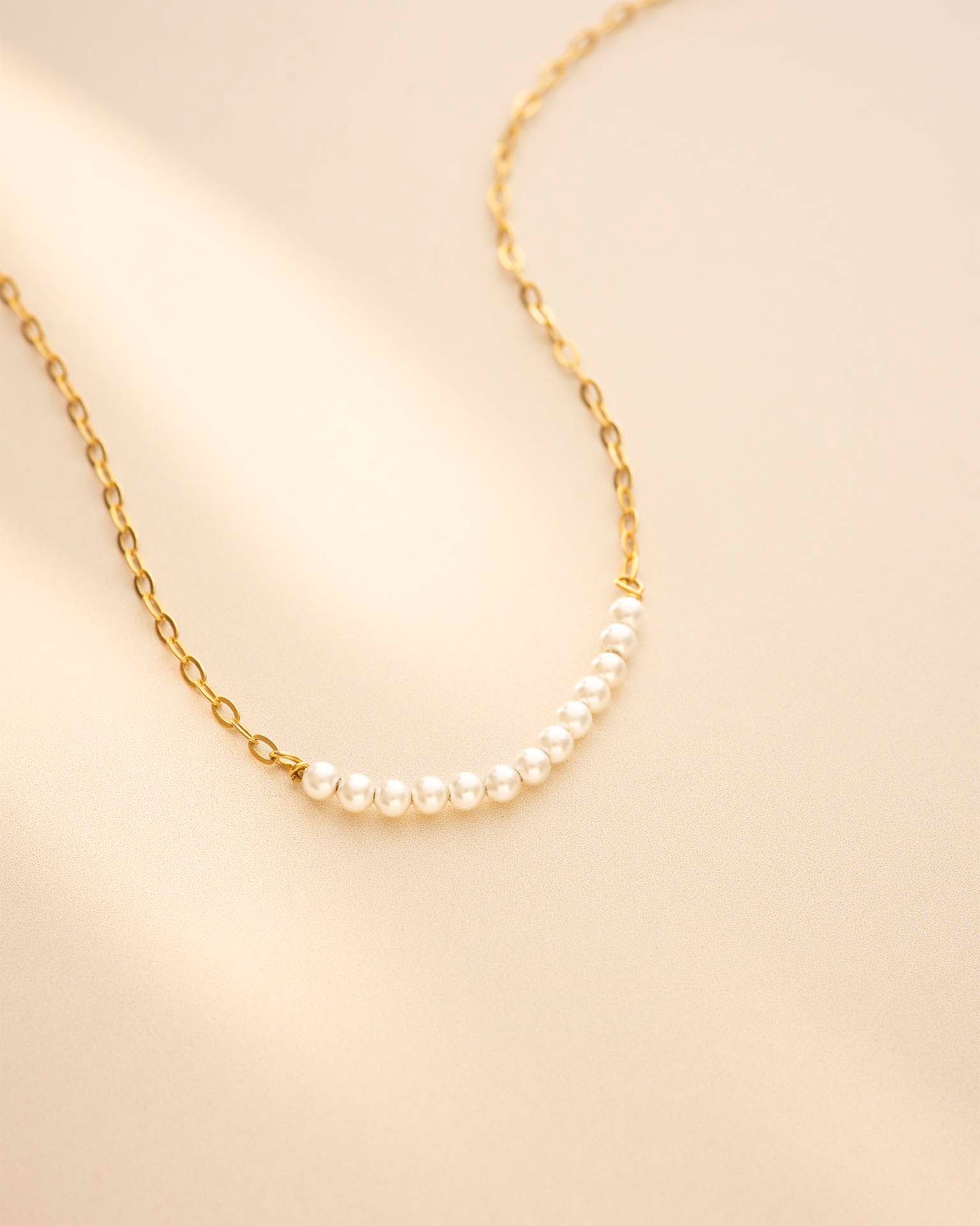 Gold Anja Personalised Pearl Necklace