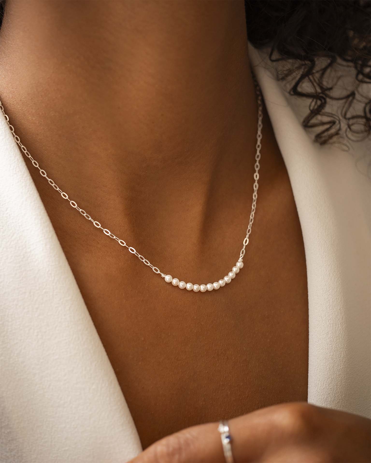 Silver Anja Personalised Pearl Necklace