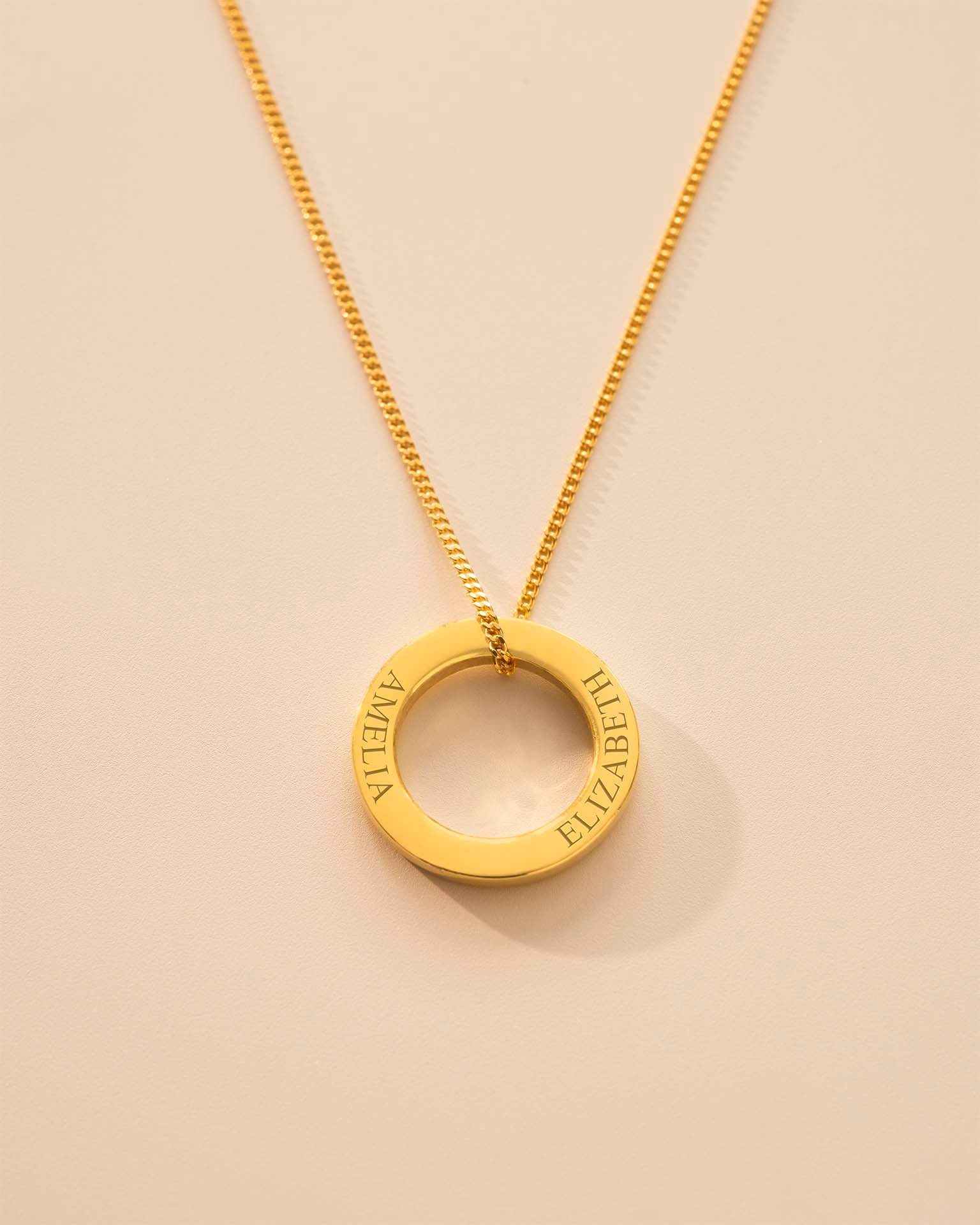 Gold Family Eternal Ring Pendant Personalised Name Necklace