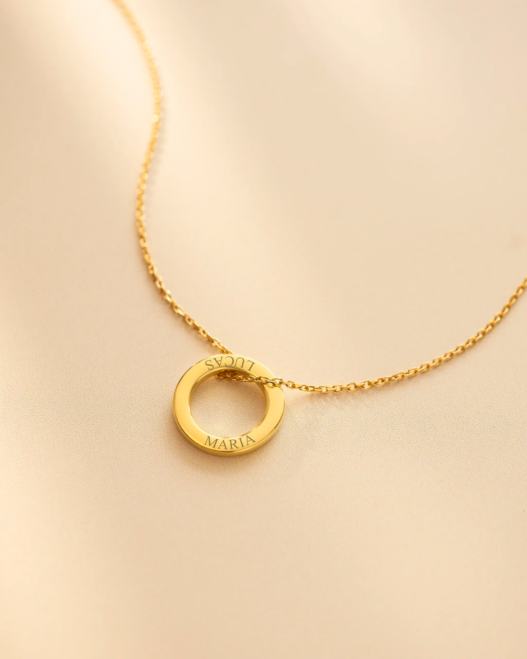 Gold Family Eternal Ring Pendant Personalised Name Necklace