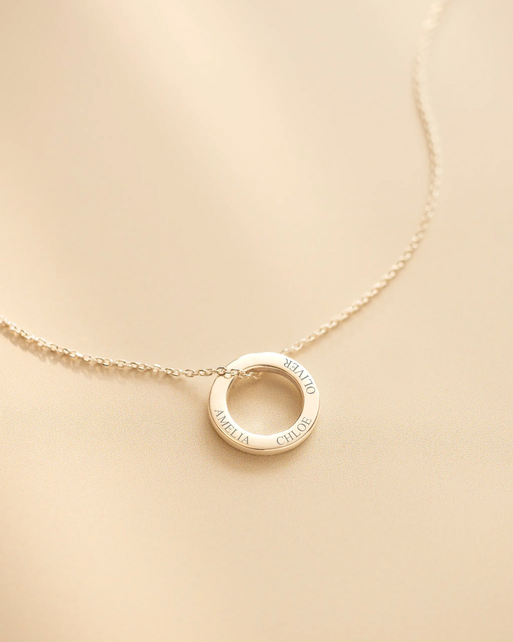 Silver Family Eternal Ring Pendant Personalised Name Necklace