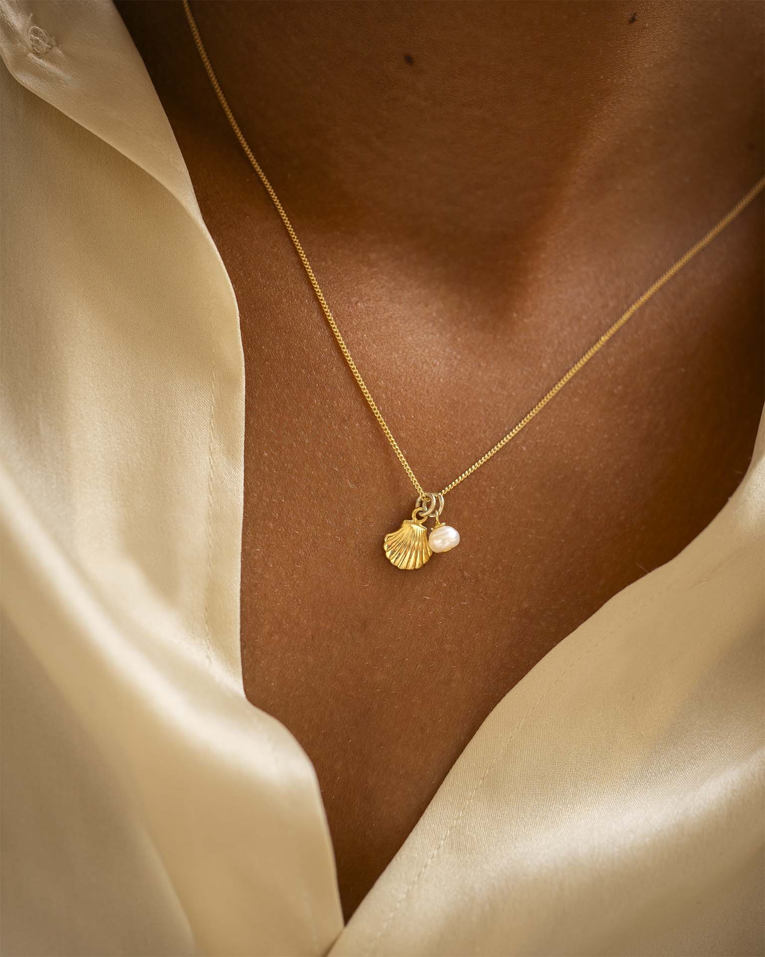 Gold Seashell and Pearl Personalised Necklace